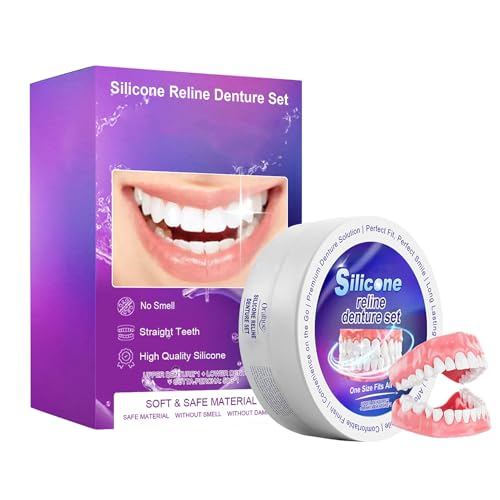Juego de prótesis dentales de silicona, juego de reparación de silicona para dentaduras postizas, dentaduras postizas temporales para un embellecimiento oral rápido, fácil de usar