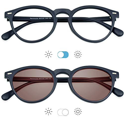Image of YEIN Bifocal Reading Glasses, Photochromic Brown Sunglasses,for Women /Men (Navy,+0.50 /+2.50 Magnification)