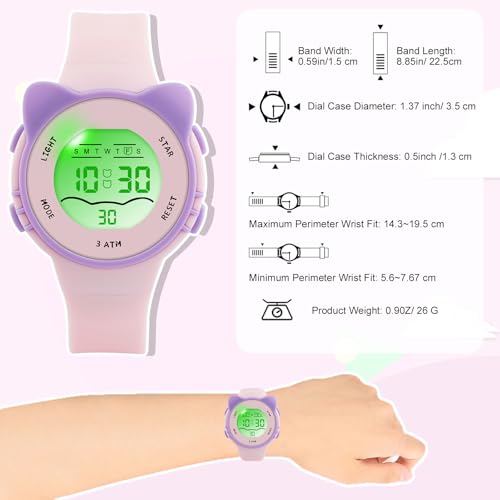 Image of Edillas Kids Watches Digital Girls Boys, 7 Colors Light Wrist Watch for Child Waterproof Sport Outdoor Multifunctional Wristwatches with Stopwatch /Alarm for Ages 4-15