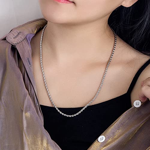 Men 925 Sterling Silver 3mm Twist Rope Chain Necklace Women Diamond Cut Clasp Rope Box Chain 16 "17" 18 "19" 20 "22" 24 "26" 28 "30" Chocker Jewelry Gifts4