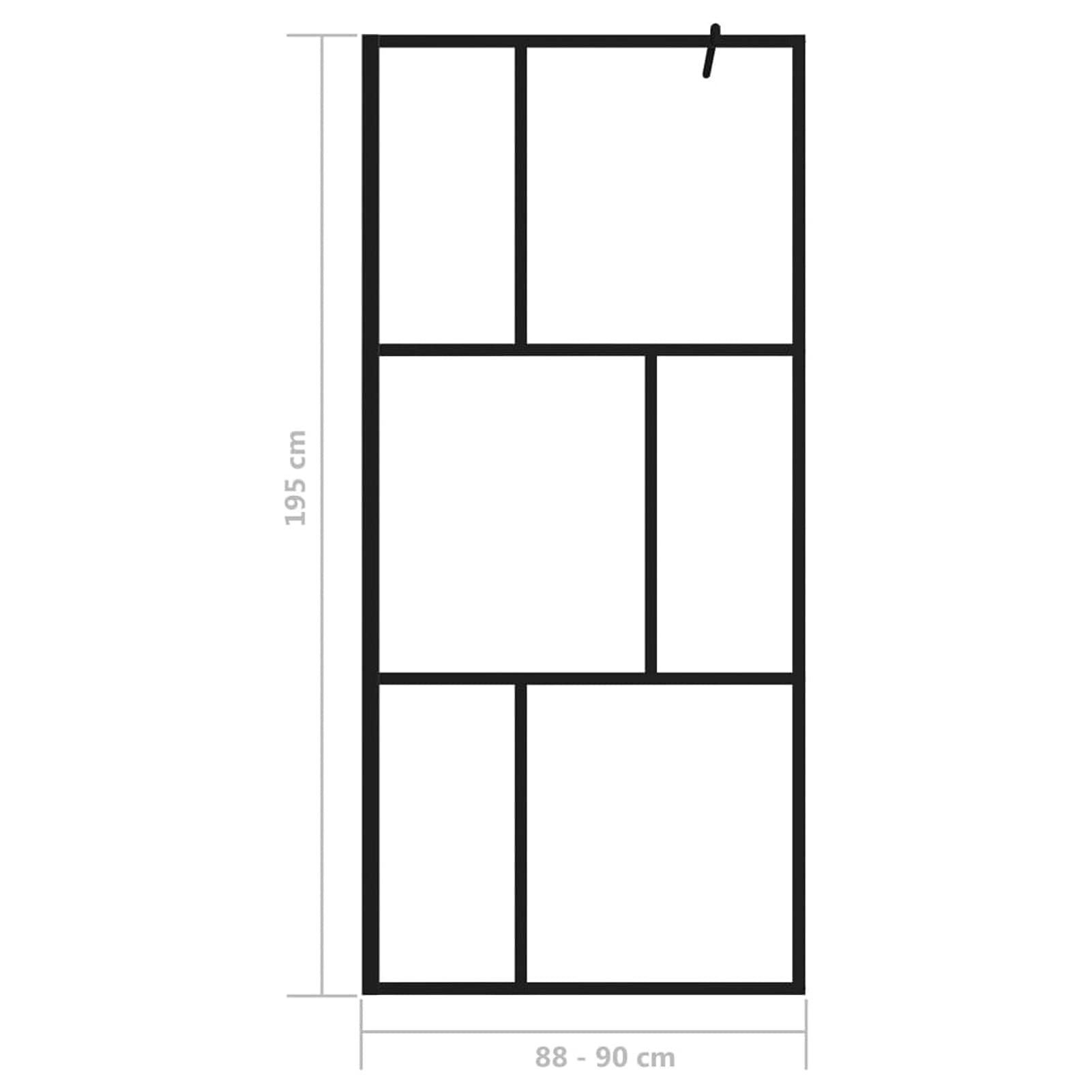 Mampara de Ducha accesible con Vidrio Templado Negro 90x195 cm, Mampara Bañera, Mampara Baño Ducha, Cabina De Ducha, Mampara Baño