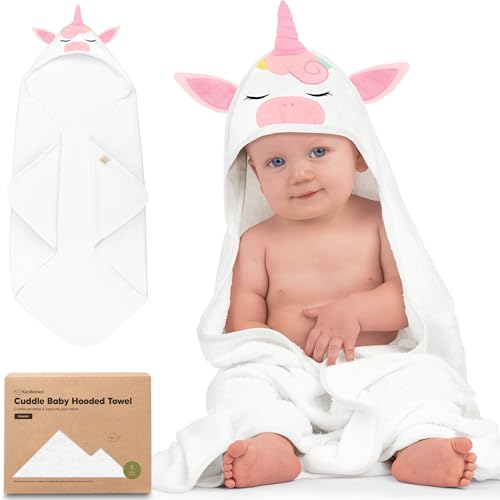 Image of KeaBabies Hooded Baby Towel for Newborn - Viscose Derived from Bamboo Large Baby Bath Towels with Hood for Boys, Girls, Toddler, Extra Absorbent & Soft Newborn Bath Essentials (Unicorn, Regular)