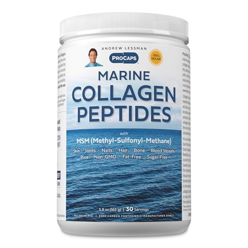 ANDREW LESSMAN Marine Collagen Peptides Powder and MSM 30 Servings - Supports Radiant Smooth Soft Skin Comfortable Joints. Pure. Super Soluble No Fishy Flavor No Additives Non-GMO