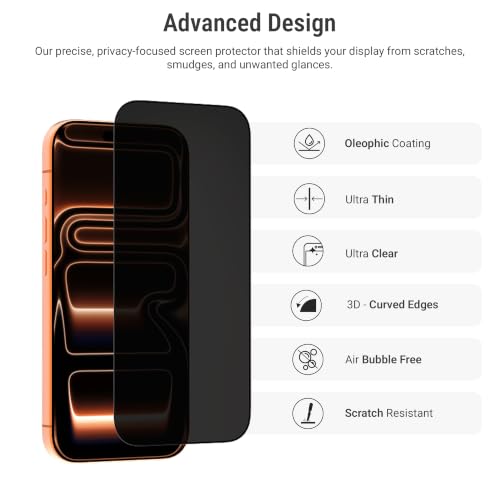 Image of DailyObjects ZeroBubble QwikInstall Privacy Screen Protector with Applicator Tray | Compatible with iPhone 17 Pro Max