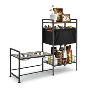 Futterstation für Hunde mit Spielzeugkorb, Hundenapf erhöht und Futternapf Hund mit Ständer. Erhöhte Schalen mit Aufbewahrungsorganisator für große, mittelgroße und kleine Hunde