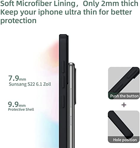 Image of DIZORO Liquid Silicone Case with Microfiber Cushioning Compatible for Samsung Galaxy S22 Plus 5G Shockproof Slim Back Cover, Gel Rubber Full Body Protection (Black)