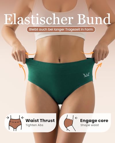 TANSTC Unterwäsche Damen: Weiche Baumwolle, 5er Pack, Stretch, Atmungsaktiv, Sexy Slip, Hipster, XL 3