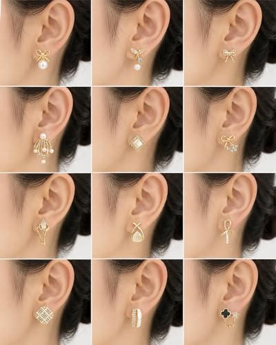 Image of Shining Diva Fashion 12 Pairs Set Earrings for Women Girls with Stylish Organizer Box | Valentine Birthday Rakshabandhan Gifts for Girls Girlfriend Wife Sister