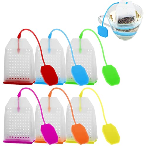 Teeei für Losen Tee Teefilter Teebeutel Wiederverwendbar Teesieb Silikon Teesieb Tea Infuser Creative Tea Isolation Teebeutelfilter mit Langem Seil Sicher, Langlebig und Umweltfreundlich (6 Farben) Cover