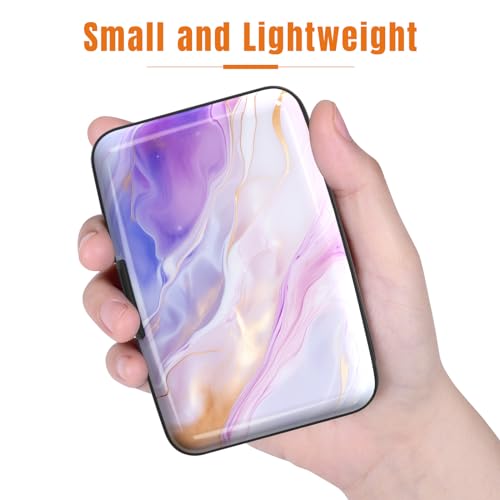Image of Rimilak Aluminuml Credit Card Holder, Mini Credit Card Wallet RFID Blocking Slim Metal Hard Case for Women Men, Flow Mable