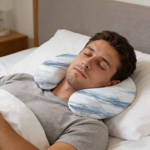 Almohada de espuma viscoelástica para cuello azul 29x29x10 cm miniatura 4