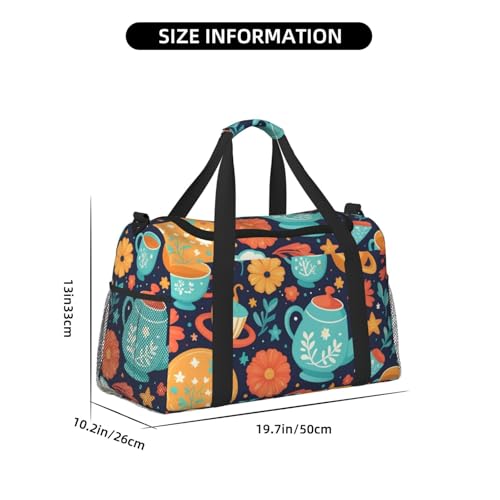 Magical Pattern Print Travel Duffle Bag - Foldable Personal Item Travel Bag for Women & Men,Carry-On Convertible Crossbody Tote Bags with Adjustable Shoulder Strap & Pockets 13x10.2x19.7 in4