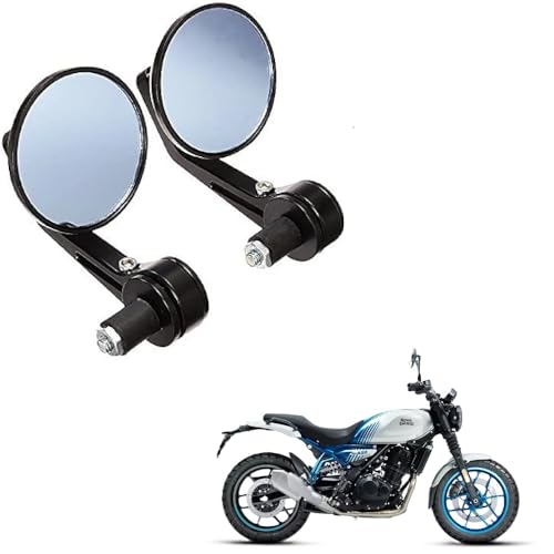 Image of Motorcycle Bar End Side Mirrors ? Round Rear View Mirrors for Royal Enfield Guerrilla 450 & Other Bikes (Set of 2)