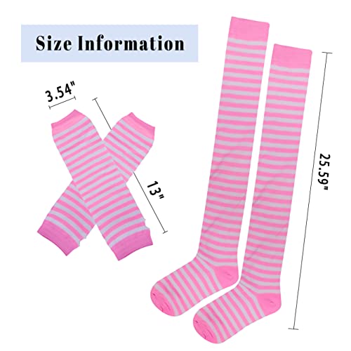 Image of Over Knee Rainbow Thigh High Socks Cosplay Accessories for Women Fashion Wild Long Striped Leg warmers