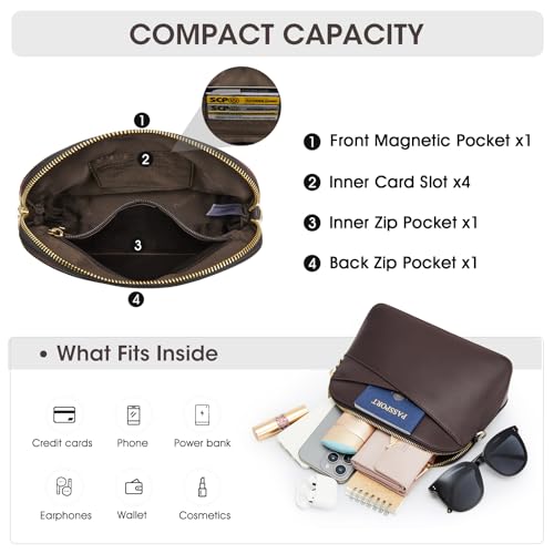 Image of Kattee Small Leather Crossbody Bags for Women, Trendy Purses Handbags Shoulder Bag, Genuine Leather Cross Body Bag for Woman