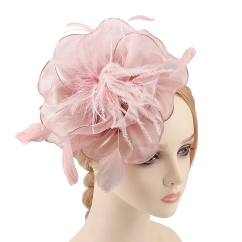Image of DRESHOW Fascinators Hat Feather Headband Women's Fascinators Tea Party Headwear with Clip Flower Head Band for Girls & Women