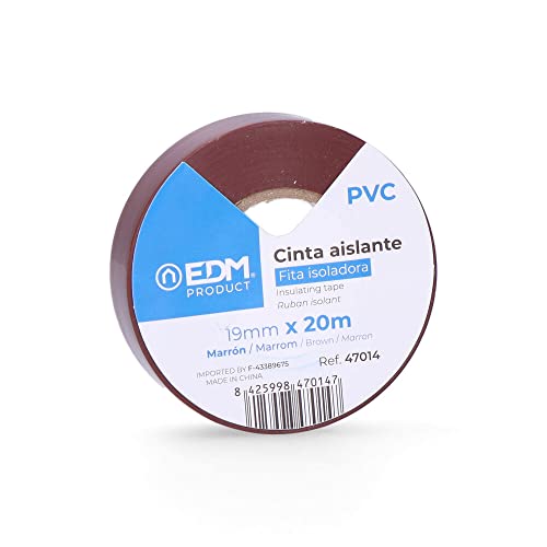 Brightium Cinta aislante marrón 20m x 19mm, alta calidad, ideal para eléctricas y reparaciones en el hogar.