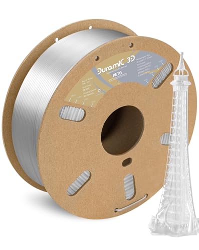 Image of DURAMIC 3D PETG Filament 1.75mm Transparent, 3D Printing Filament 1kg Spool(2.2lbs), Transparent Filament 1.75mm Dimensional Accuracy + /- 0.05 mm Non-Tangling Non-Clogging Non-Stringing