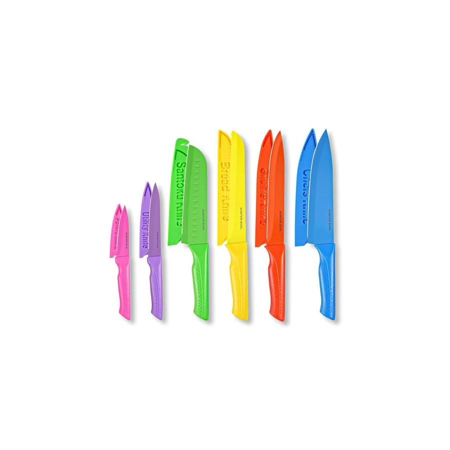 Knife-Set-12-PC-Colorful-Kitchen-Knife-Set-6-Sharp-Kitchen-Knives-with-Built-in-Sharpener-Covers-for-Cooking-CuttingChopping-Multicolor HUNTER.DUAL Knife Set, 12-PC Colorful Kitchen Knife Set, 6 Sharp Kitchen Knives with Built-in Sharpener Covers for Cooking, Cutting&Chopping (Multicolor)