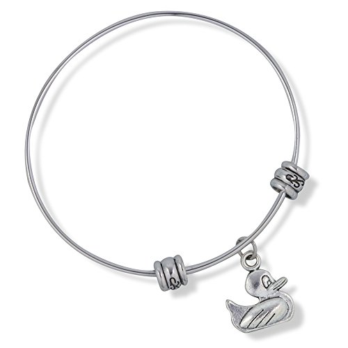 Rubber Duck Bracelet - Stainless Steel Bracelet with Metal Alloy Charm Featuring Unique Rubber Duck Design - Perfect Duck Decor and Duck Stuff Gift for Collectors and Enthusiasts