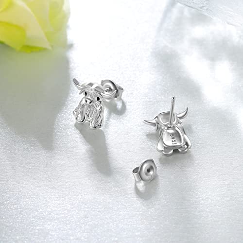 Highland Cow/Strawberry Cow/Cow/Panda Earrings 925 Sterling Silver Cute Animal Earrings Animal Jewelry Gift for Daughter Granddaughter Women Girls3