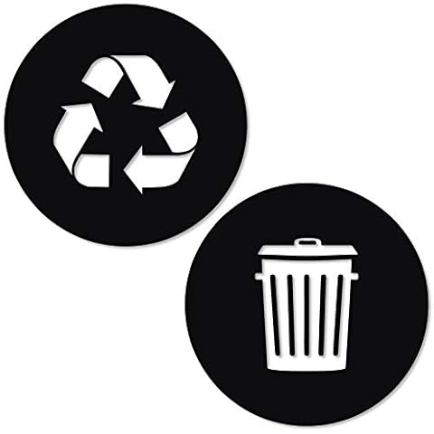 Vinyl Friend Recycle and Trash Sticker Logo Style Symbol to Organize Trash cans or Garbage containers and Bins - Contour Cut Decal Sticker (Black Matte, XSmall) Cover