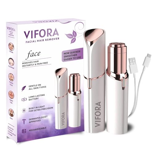 Image of Facial Hair Remover Machine For Women - Face, Chin, Cheek, Eyebrow, Upper Lip Hair Remover for Women, USB RECHARGEABLE Epilator Machine for Women (White)