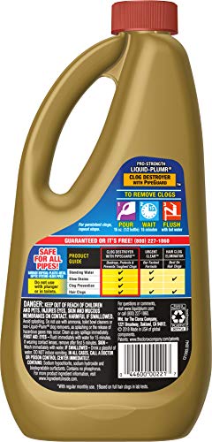 Liquid-Plumr Pro-Strength Clog Destroyer Gel with PipeGuard, Liquid Drain Cleaner - 32 Ounces