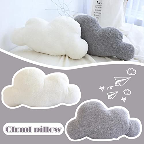 Zxmxh 15 Inch Lovely Cloud Pillow Clouds Shaped Throw Pillows,Soft Velvet Plush Waist Rest Cushion Bedrest Reading Pillows Chair Back Sofa Cushion Bedroom Office Car (White) #TOP3