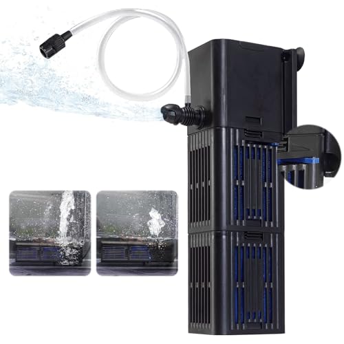 Aquarium Filter Water Flow Adjustable for 55-200 Gallon Fish Turtle Tank 400GPH Biochemical Filtration 4in1 Submersible Internal Powerful Pumps & Filters Keep Freshwater Saltwater Crystal Clear Large