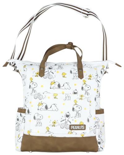 INTIMO Peanuts Mochila conversível Snoopy e Woodstock com alças de transporte e alça de ombro, bolsa inferior de couro sintético