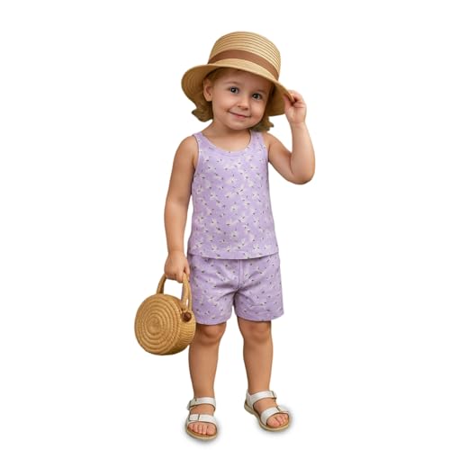 Image of Kidbea Girls' Cotton Dresses | Soft, Breathable Casual & Trendy Outfits for Kids | Sleeveless & Ruffle Sleeve Styles with Multiple Cute Prints
