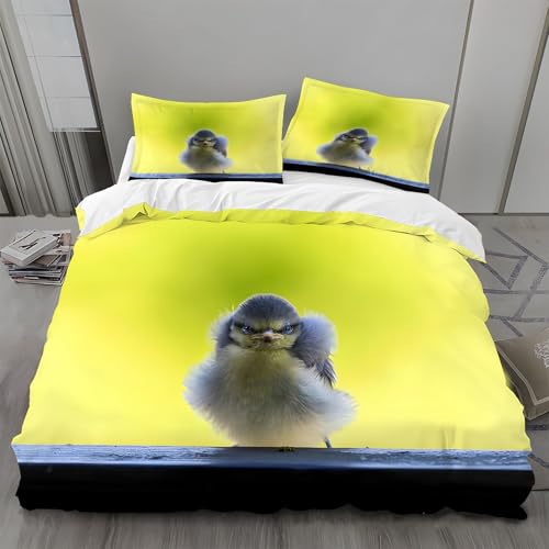 BSYYZQC Funda Nórdica Cama 135 Herrerillo Funda de Edredón 200x200 Amarillo Verdoso Juego de Funda Nórdica de Microfibra Suave con Cremallera y 2 Fundas de Almohada 50x75