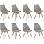 White Table + 8 Grey Chairs