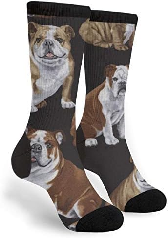 English Bulldogs Unisex Adult Fun Cool 3D Print Colorful Athletic Sport Novelty Crew Tube Socks