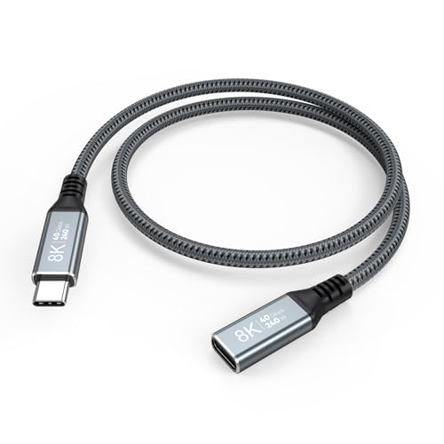 UVOOI 40Gbps Short USB 4 Extension Cable 1.5FT for Thunderbolt 4 USB C Extender Male to Female Cable Type C (240W Charging 8K@60Hz/4K@240Hz) Compatible with MacBook Docking USB C Hub iPhone 17 iPad
