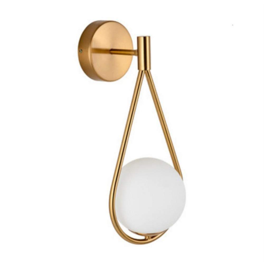 AIRUI Nordic Post Modern Wall Lamp Sconce E27 Glass Ball Shade Metal Wall Light For Living Room Bedroom Bedside Lamp Office Corridor,Bronze-WithoutBulb