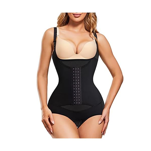 REYEOGO-Waist-Trainer-for-Women-Shapewear-Bodysuits-Firm-Body-Shaper-Butt-Lifter-Tummy-Control-Corset-Slimming-Girdles REYEOGO Waist Trainer for Women Shapewear Bodysuits Firm Body Shaper Butt Tummy Control Faja Colombiana Open Bust Corset (Medium, Black)