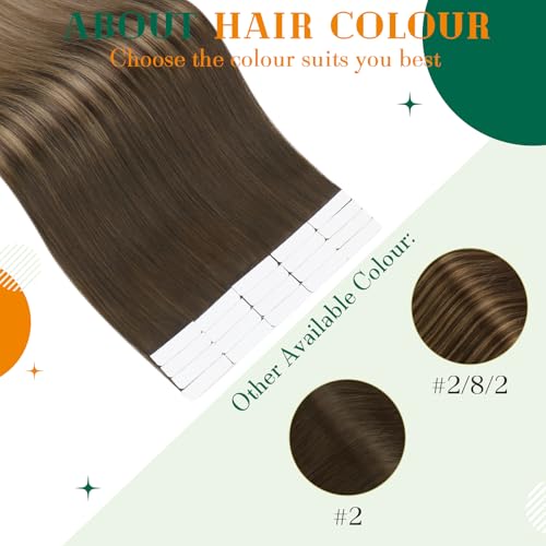 Easyouth Balayage Tape in Hair Extensions Human Hair Ombre Brown Tape in Human Hair Extensions Tape ins Balayage Brown to Blonde Tape Extensions Real Human Hair 22 Inch 50g 20Pcs - Image 4