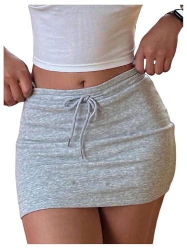 Women's Drop Waist Y2K Bodycon Skirts Drawstring Waist Skinny Sports Summer Mini Skirt