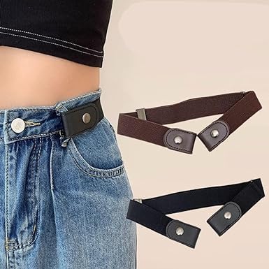 Blue Buckle Free Elastic Belt, Elastic Waist Adjustable Stretchy Invisible Buckleless Belt for Jeans Pants Shorts, Accessories for Jeans Pants Shorts2