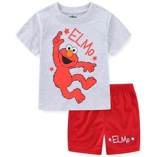 Sesame Street Elmo Boys Short Sleeve T-Shirt and Mesh Short Set for Toddler