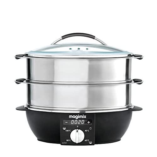 Magimix Multifunctional Electric Food Steamer - 2 Stainless Steel Tiers & Removeable Base, 12.2L Cooking Capacity, Digital Display - Gently Steam Fish, Meats, Rice And Vegetables To Perfection