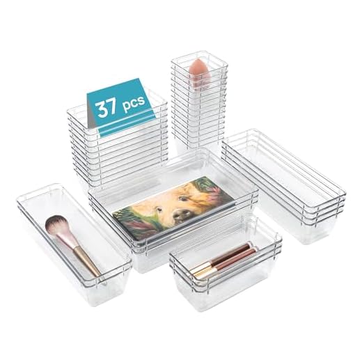 18 Stück Edelstahl Labor Spatel Mikrolöffel Medizinlöffel Mikrospatel Laborlöffeln, Probenahme Spatel Set mit Samtbeutel für Pulver Gel Kappen Füller 5 Vtopmart 37 Stücke Schubladen Ordnungssystem mit 4 Größen, Schubladen Organizer, Klar Kunststoff, Schminktisch, Einsetzbar für Makeup, Küchen, Bad, Büro