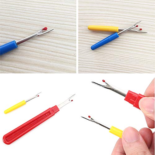 4 Pcs Seam Ripper, Big and Small Stitching Thread Unpicker, Thread Cutter Remover, Seam Rippers for Sewing, Stitch Ripper with Scissor, Storage Bag, Storage Box for Sewing Needlework DIY Craft