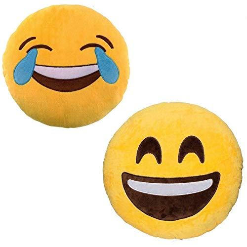 JZK 2 x Cojín Emoji Sonrisa + cojín Emoji Sonrisa