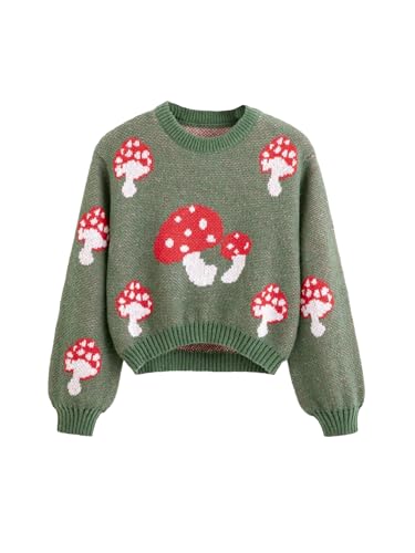 Image of BEAUDRM Girl's Cute Bow Sweater Crew Neck Long Sleeve Drop Shoulder Loose Pullover Tops