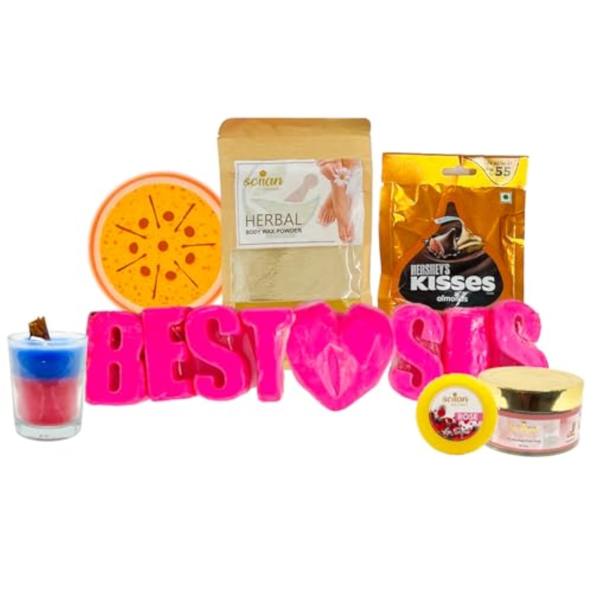 Diwali Gift Hamper for Sister, Bathing Sponge & Herbal Body Wax