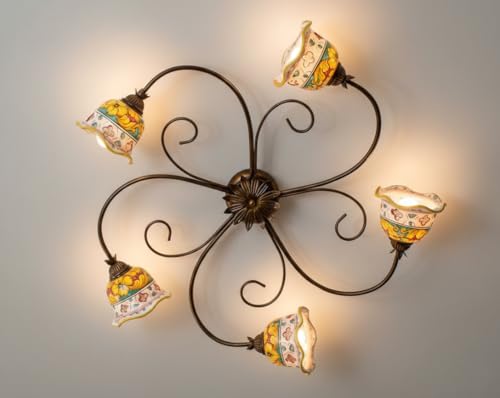 Plafonnier en fer forgé Giulia luminaire éclairage plafond E14