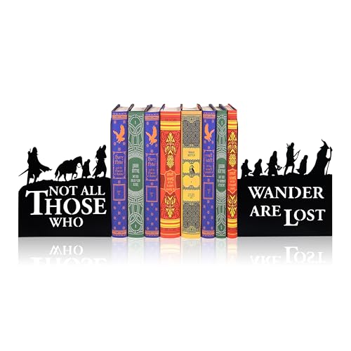 Lord Decorative Bookends for Bookshelf – The Rings Home Decor Bookends for Books, Unique Bookends for Office & Living Room, Housewarming Gift for Lord Fans, Black Book Stopper Desk Accessories